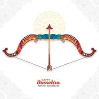 hermoso arco y flecha de rama en feliz fondo de vacaciones de tarjeta dussehra vector