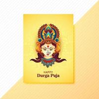 Happy durga puja festival celebration brochure card background vector