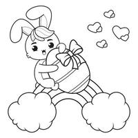 Coloring page Happy Easter with Bunny vector