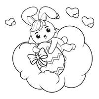 Coloring page Happy Easter with Bunny vector