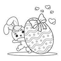 Coloring page Happy Easter with Bunny vector