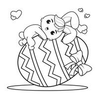 Coloring page Happy Easter with Bunny vector