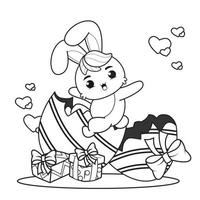 Coloring page Happy Easter with Bunny vector