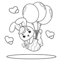 Coloring page Happy Easter with Bunny vector