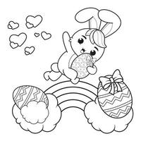 Coloring page Happy Easter with Bunny vector