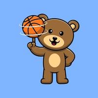 Cute Bear Playing Basket Ball Cartoon Vector Icon Illustration. Flat Cartoon Concept