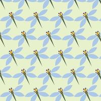 seamless cartoon dragonfly pattern vector