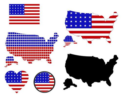 map of america of different colors on a white background