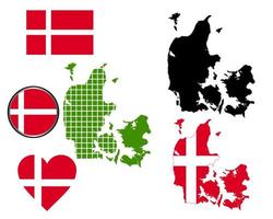 map of Denmark in different colors on a white background vector