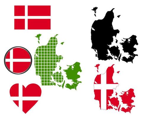 map of Denmark in different colors on a white background