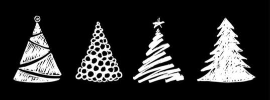 Christmas tree hand drawn illustrations. Vector. vector