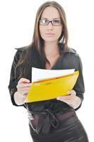 business woman hold papers and folder photo