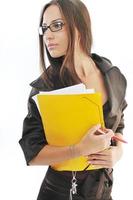 business woman hold papers and folder photo