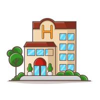 Hotel building vector icon illustration Free Vector. Flat Cartoon Style
