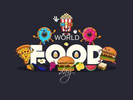 el vector de ilustración del feliz día mundial de la alimentación es adecuado para las redes sociales, pancartas, afiches, volantes y relacionados con la comida