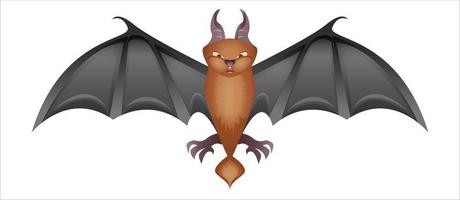 Bat in realistic style. Helloween autumn holiday. Colorful vector illustration isolated on white background.