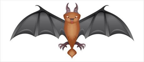 Bat in realistic style. Helloween autumn holiday. Colorful vector illustration isolated on white background.