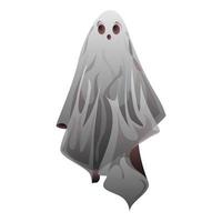 fantasma con ojos de estilo realista. disfraz espeluznante de helloween para fiesta. Ilustración de vector colorido aislado sobre fondo blanco.