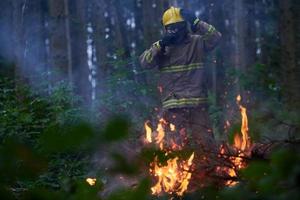 Firefighter in action photo