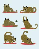 conjunto de poses diferentes de personajes de gatos vector