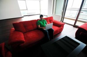 happy couple in empty apartment photo