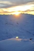 mountain snow sunset photo