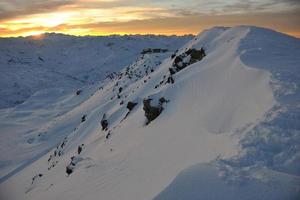 mountain snow sunset photo