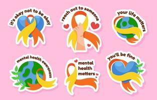 Survivor Support Suicide Prevention Day Sticker set Collection vector