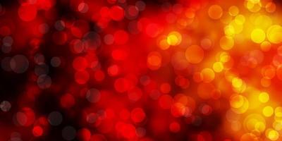 Light Red, Yellow vector background with bubbles.