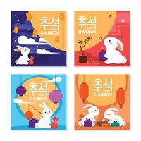 Happy Chuseok Social Media Templates vector