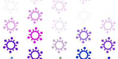 patrón de vector rosa claro, azul con elementos de coronavirus.