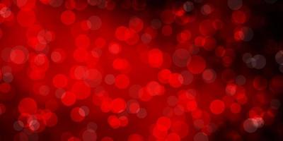 Dark Red vector background with bubbles.