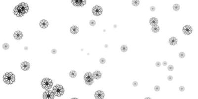 textura de doodle de vector gris claro con flores.