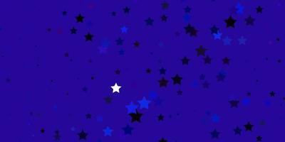 Dark Pink, Blue vector background with colorful stars.