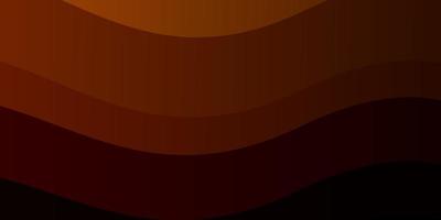 Dark Orange vector background with curved lines.