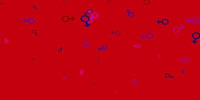 Light Blue, Red vector texture with women's rights symbols.