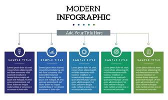 plantilla de diseño infográfico moderno con iconos y 5 opciones o pasos. se puede utilizar para procesos, presentaciones, diseño, banner, gráfico de información. vector