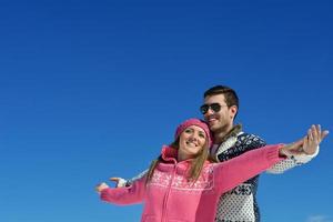 Young Couple In Winter  Snow Scene photo