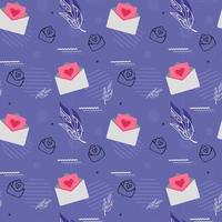Seamless pattern with an envelope with a letter, twigs and geometric shapes vector