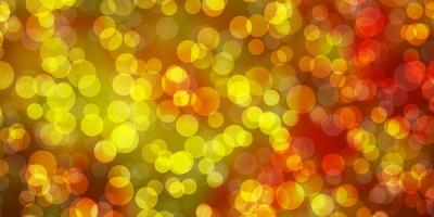 Dark Yellow vector background with bubbles.