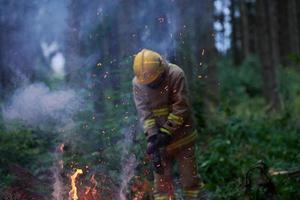 Firefighter in action photo