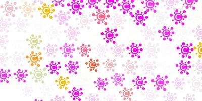 Light Pink, Green vector pattern with coronavirus elements.