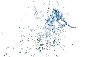 3d water splash transparent, clear blue water scattered around isolated on white background. 3d render illustration photo