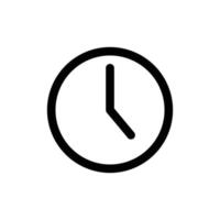 Clock icon for time symbol in outline black style vector