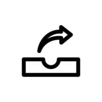 Share icon with storage and arrow in outline black style vector