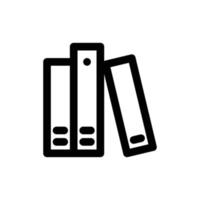 Library icon with file folders in outline black style vector