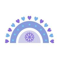 Winter rainbow in flat style. Cute illustration in blue on the theme of Christmas, New Year, cozy winter. For design of cards, prints, holiday printing, patterns, wrapping paper vector