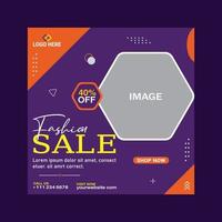 Fashion sale social media post design template vector