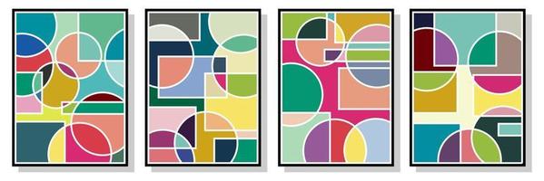 Abstract Bauhaus geometric pattern background vector circle