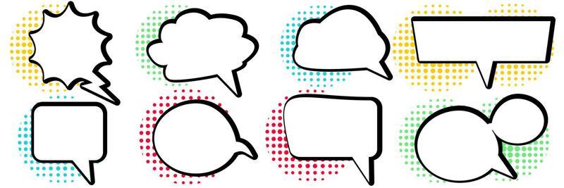 The usual set of speech bubbles for comics Doodle set elements Vector illustration